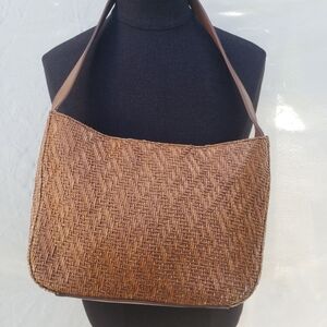 Brown Woven Shoulder Bag